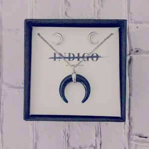Indigo Authority Necklace & Earrings Set NIB